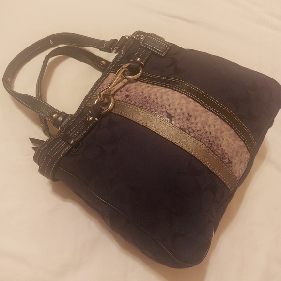 COACH AUTHENTIC SIGNATURE BROWN BY PYTHON - Picture 1 of 16